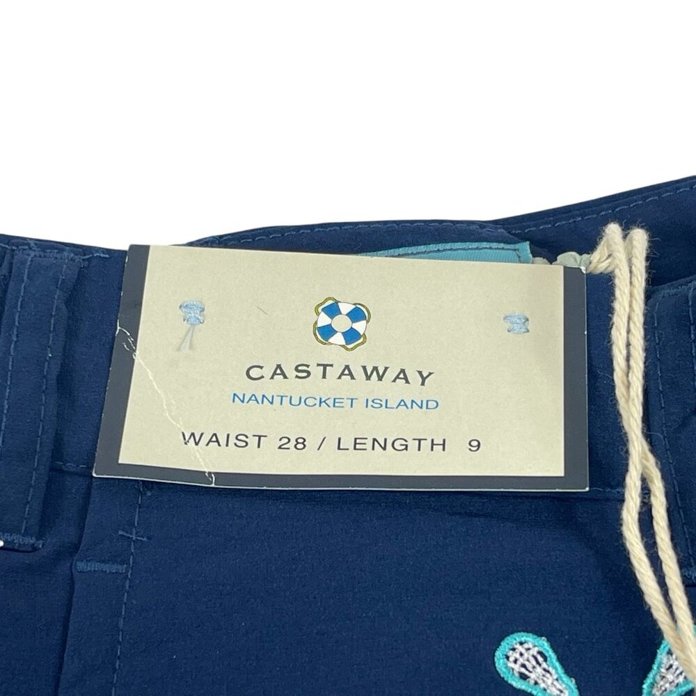 Castaway Nantucket Shorts Sz 28 Mens Blue Pockets Performance Golf Lacrosse - Picture 4 of 7